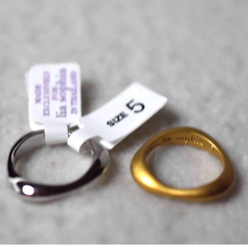 NWT Lia Sophia Matte Gold/Silver Tone 2 Sets Szs 5 or 6 2pc. Unisex Rings